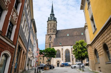 Bautzen, Almanya - 28 Haziran 2021: Almanya 'daki tarihi eski kasabası ile Bautzen Kasabası