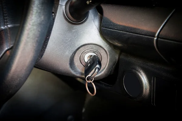 Car keys in ignition — Stock Photo, Image