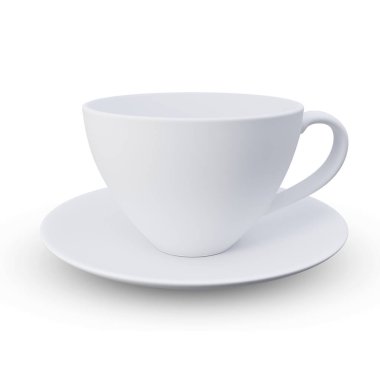 Beyaz arka planda izole edilmiş beyaz kahve fincanları. kırpma yolu, 3d oluşturma