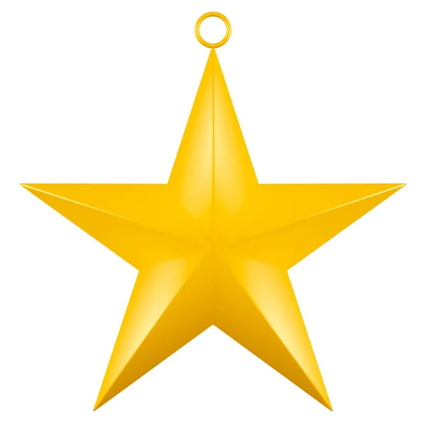 Golden Christmas Star Izolované Bílém Pozadí Clipping Path Vykreslení — Stock fotografie