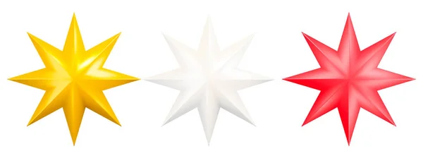 Golden Christmas Star Terisolasi White Background Clipping Path Render — Stok Foto