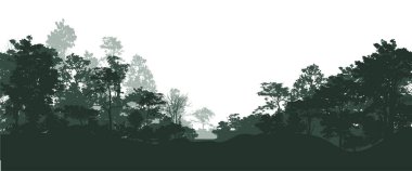 Ağaçların silueti, geçmişe dönük görüntüler doğa, vektör illüstrasyonu