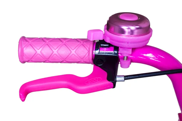ピンクの自転車のベルとハンドルバー — ストック写真