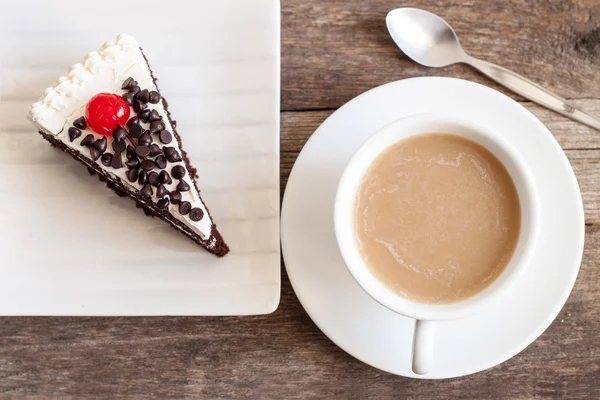 Cup of coffee and chocolate cake — Stock Photo, Image
