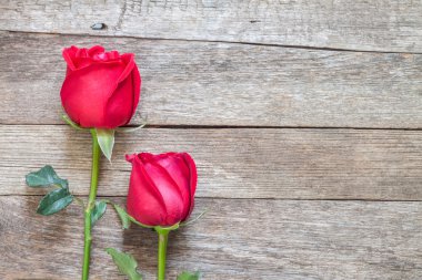 ahşap arka plan üzerinde kırmızı gül