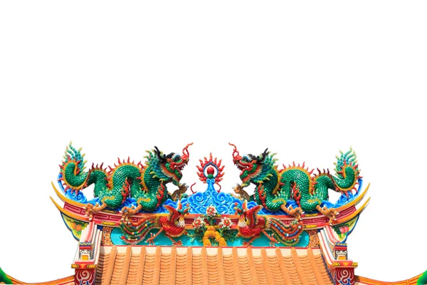 Double dragon sur le toit du temple chinois — Photo