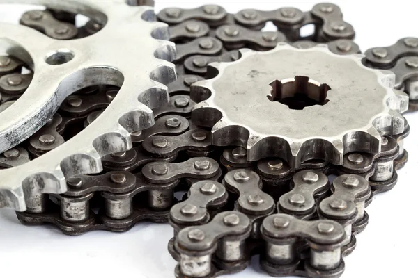 Roller chains with sprockets for motorcycles — Stock Photo, Image