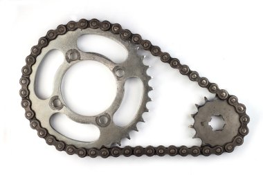 Roller chains with sprockets for motorcycles clipart