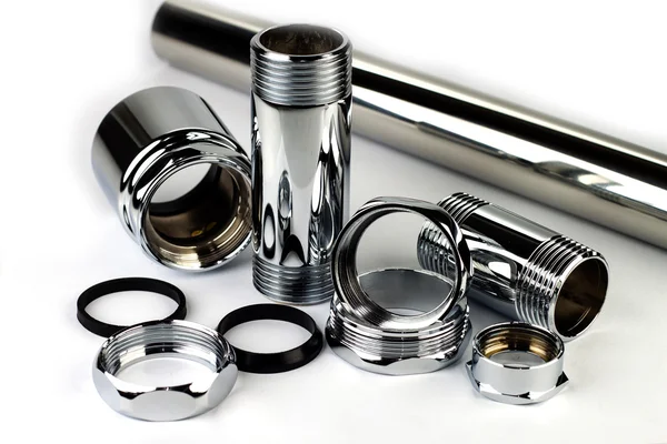 Chrome pipe and accessories — Stock Photo, Image