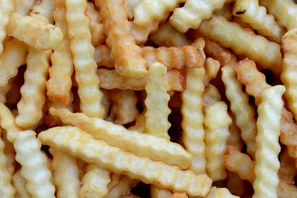 Closeup Pile Crinkle Cut French Fries — Stock Photo, Image