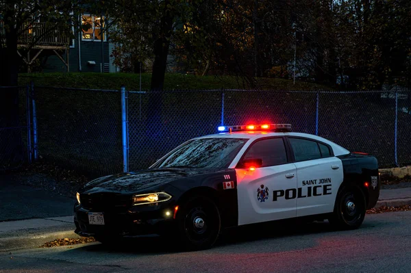 Сент Джон Канада Жовтня 2020 Поліцейський Автомобіль Узбіччі Дороги Після — стокове фото