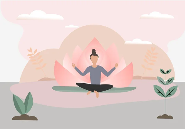 Holistische Zelftherapie Spirituele Genezing Voor Lichaam Geest Met Yoga Vector — Stockvector