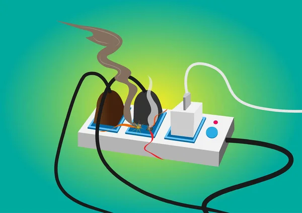 Conceito Padrão Segurança Elétrica Bomba Cabo Elétrico Estilo Plano Desenho — Vetor de Stock