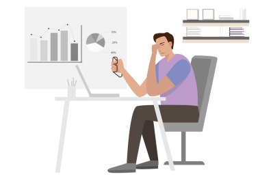 Çok çalışan iş adamları stres ve baş ağrısı altında..