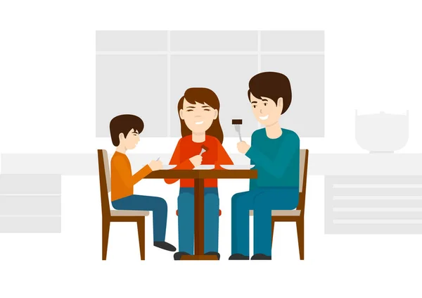 Bonne Famille Profiter Heure Des Repas — Image vectorielle