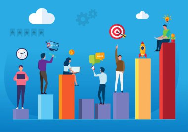 İş fikirleri ve işbirliği Düz stil çizim vektörü