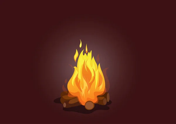 Campfire Icon Burning Bonfire Vector Firewood Flames Burn Fireplace Cartoon — Stock Vector
