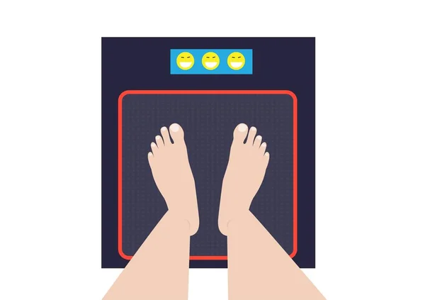 Feet Scales Character Standing Weighing Scale Weight Loss Diet Healthy —  Vetores de Stock