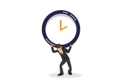 Zamanla ya da son teslim tarihiyle uğraşan biri. Düz biçim çizgi film çizim vektörü