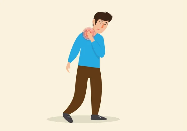 Schulterschmerzen Nervenentzündung Muskelzerrung Bei Der Arbeit Der Büroangestellte Legte Seine — Stockvektor