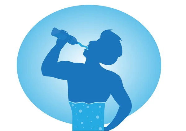 Hombre Está Bebiendo Agua Limpia Para Hidratar Cuerpo Que Perdido — Vector de stock