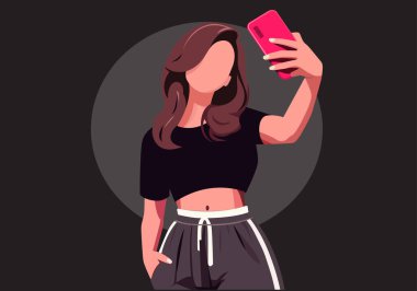 Genç Kadın Akıllı Telefonla Selfie Çekiyor