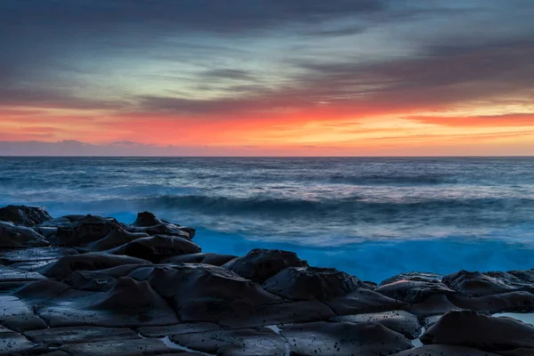 Paysage Marin Coloré Lever Soleil Avec Haut Nuage Une Plate — Photo