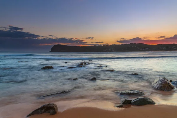 Tramonto Sul Mare Copacabana Sulla Costa Centrale Nsw Australia — Foto Stock