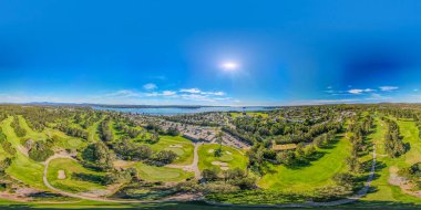 360 Derece Panorama Havacılık Sabah Görüşü Catalina Golf Sahası üzerinde 10. vuruştan itibaren. Catalina, Güney Sahili, NSW, Avustralya.
