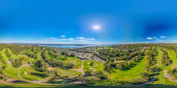 360 Derece Panorama Havacılık Sabah Görüşü Catalina Golf Sahası üzerinde 10. vuruştan itibaren. Catalina, Güney Sahili, NSW, Avustralya.