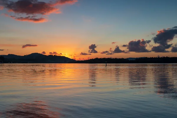 Coucher Soleil Bord Eau Woy Woy Sur Côte Centrale Nsw — Photo