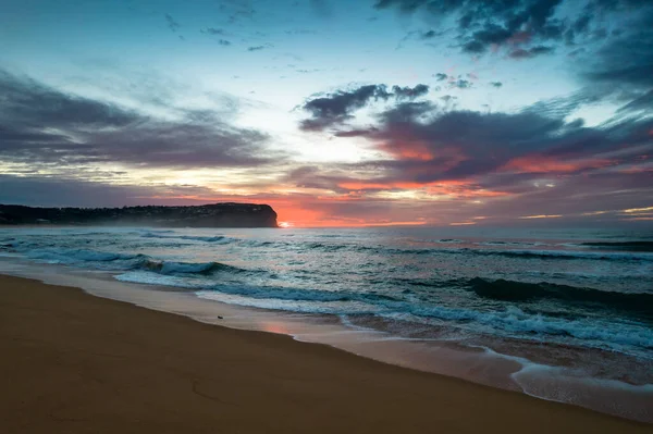 Vista Aérea Nascer Sol Com Nuvens Altas Macmasters Beach Costa — Fotografia de Stock