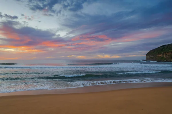 Paysage Marin Lever Soleil Aérien Avec Nuages Élevés Macmasters Beach — Photo
