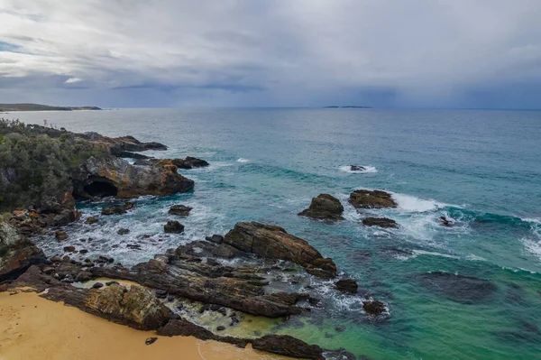 Mystery Bay Beach Encuentra Junto Una Pequeña Ciudad Costera Nueva — Foto de Stock