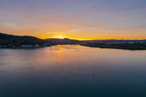 Vue Aérienne Lever Soleil Sur Front Mer Woy Woy Sur — Photo