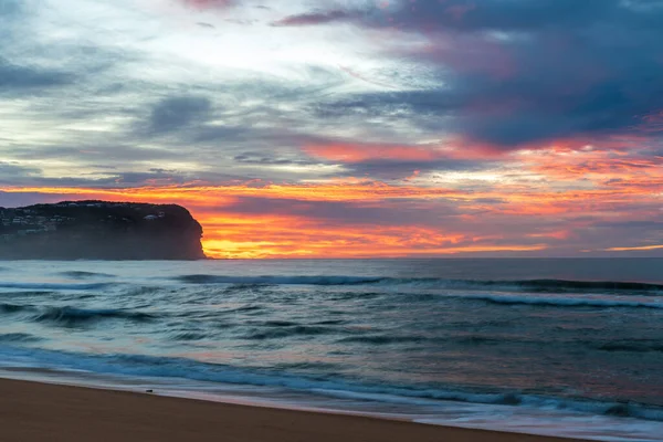 Aerial Sunrise Sea Cape High Cloud Macmasters Beach Central Coast — Foto de Stock