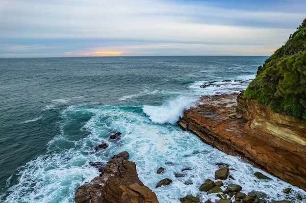 Avoca Sahili Nin Yukarısından Nsw Avustralya Gündoğumu Deniz Manzarası — Stok fotoğraf