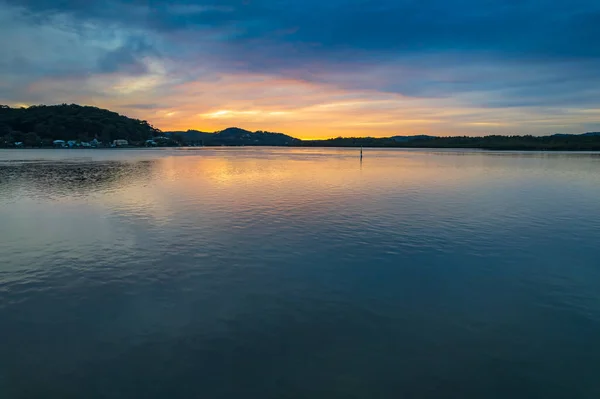 Vue Aérienne Lever Soleil Sur Front Mer Woy Woy Sur — Photo