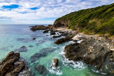 Barrington kıyısındaki Forster 'da bir mil plajı, NSW, Avustralya.