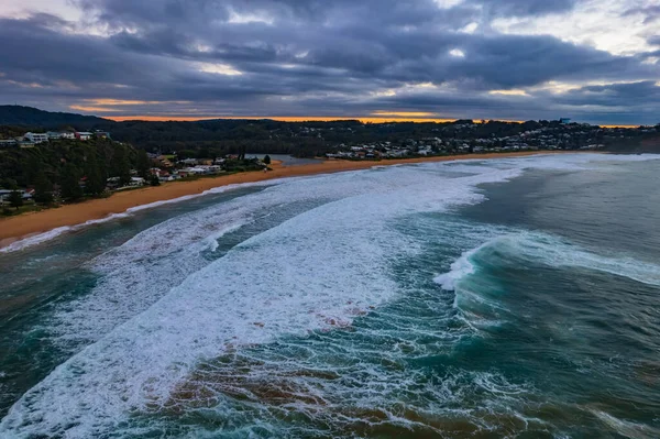 Sunrise Sea Cape Con Onde Avoca Beach Sulla Costa Centrale — Foto Stock