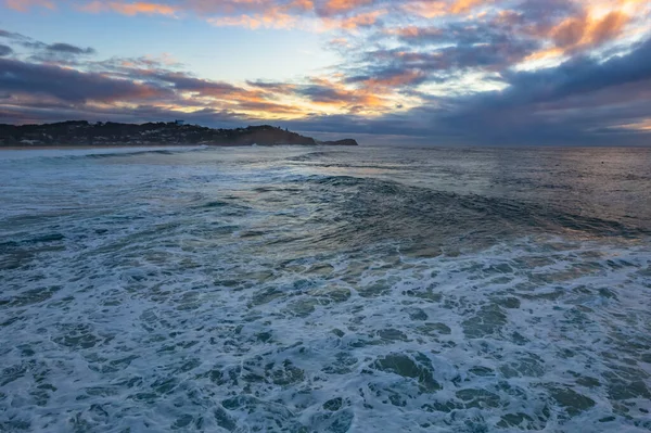 Paysage Marin Lever Soleil Avec Vagues Avoca Beach Sur Côte — Photo