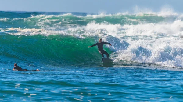 Morning Seascape Waves Surfers Macmasters Beach Central Coast Nsw Australia — Stock Photo, Image
