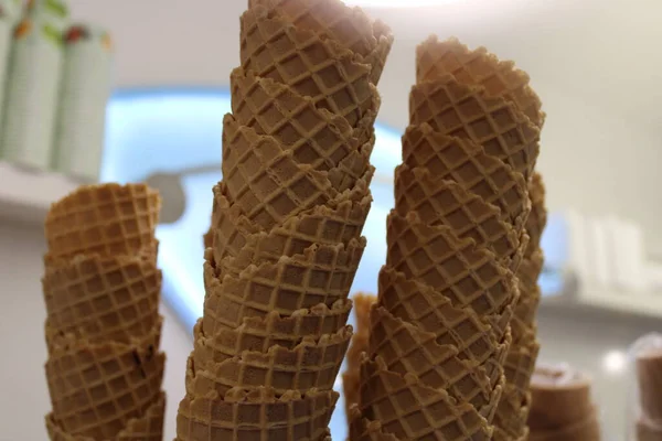 Empty Cone Ice Cream Close View — Stock Photo, Image