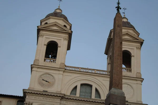 스페인어 Obelisk Bell Tower Spanish Steps Rome Italy — 스톡 사진