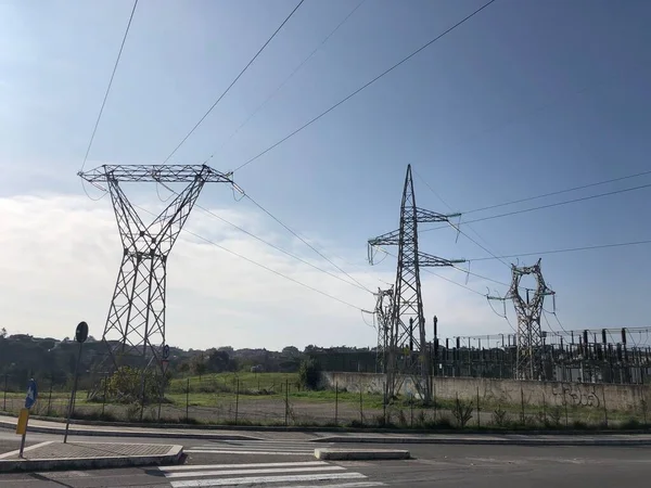 Pylon Electricity Supply Electricity Transmission Lines — Stock Photo, Image
