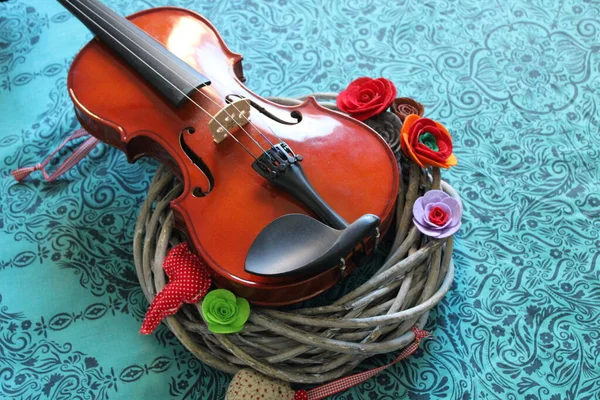Instrumento Musical Romântico Violino — Fotografia de Stock