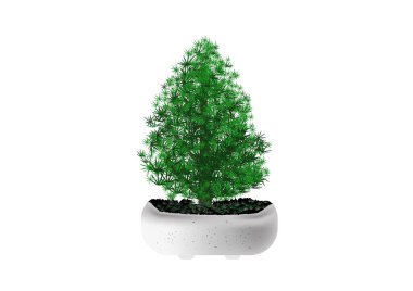 Mutlu noeller çam ağacı beyaz arka planda karıştırılabilir saksı vektörü