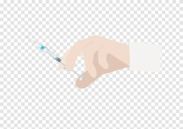 Inyección Jeringa Vacuna Contra Virus Corona Covid Mano Del Trabajador — Vector de stock