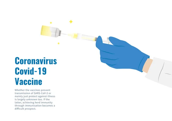 Coronavirus Covid19 Vaccininjectie Hand Van Een Arts Geïsoleerd Witte Achtergrond — Stockvector