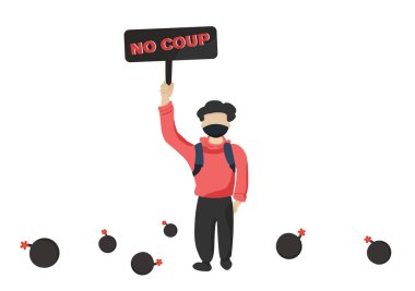 Beyaz arka planda el koyma kampanyası vektörü olmayan bir protestocu.